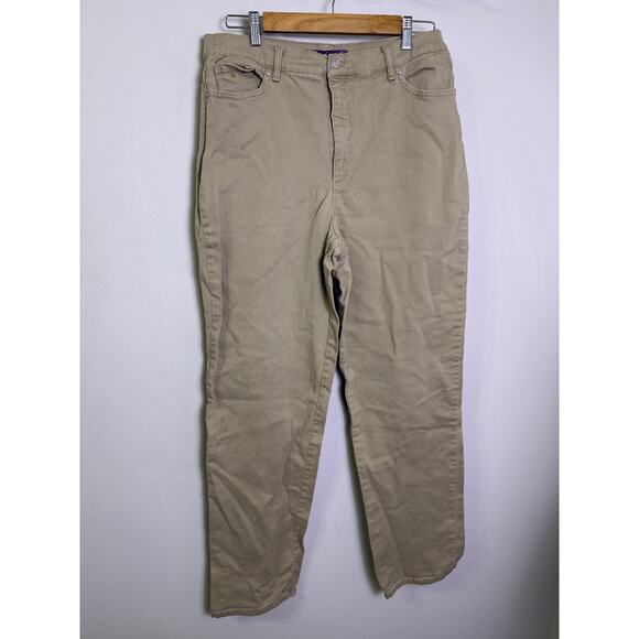 Gloria Vanderbilt Amanda Jeans Womens 14 Long Khaki Beige High Rise Stretch - Picture 2 of 7